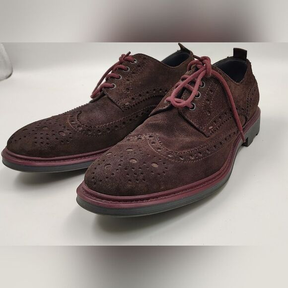 Hugo Boss Oxford Bokio Wingtip Men's Brown Suede Brogue Shoes Sz 41 - Picture 7 of 16